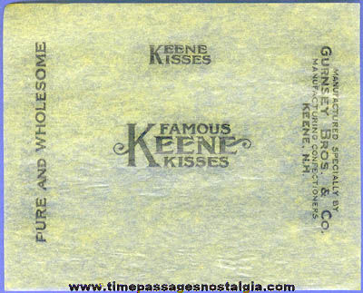 (10) Old Unused Famous Keene Kisses Candy Wrappers