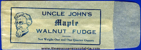 (20) Old Unused Uncle John’s Maple Walnut Fudge Candy Wrappers