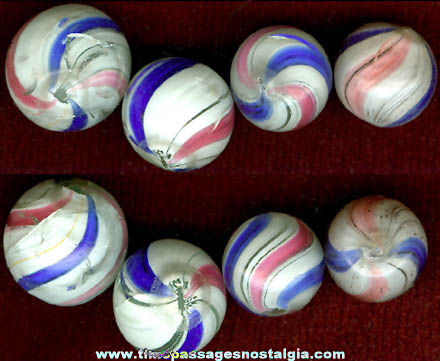 (4) Old Peppermint Swirl Hand Made Marbles