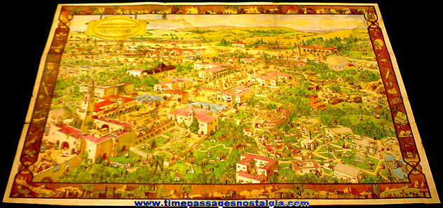Colorful ©1935 California Pacific International Exhibition Two Sided Map