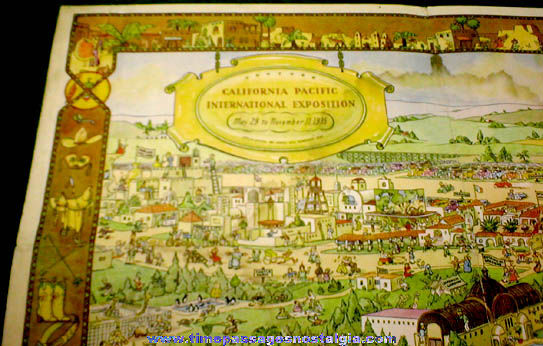 Colorful ©1935 California Pacific International Exhibition Two Sided Map
