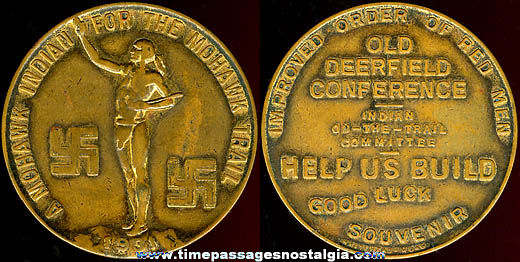 1931 Mohawk Trail Advertising Good Luck Token Medal Coin