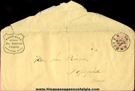1862 Fire Insurance Company Envelope With Rare United States Postage Stamp
