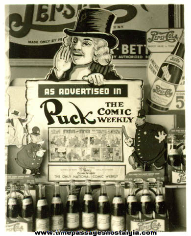 (5) Small Old Pepsi Cola & Puck - The Comic Weekly Advertising Display Photographs