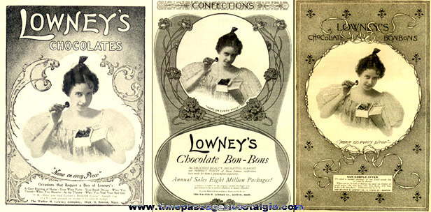 (3) Early Lowney’s Candy Advertisements