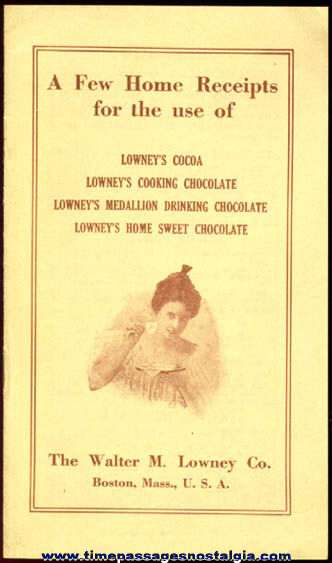 Old Lowney’s Chocolate Recipe Pamphlet