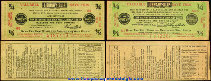 (2) 1910s Library Slip Advertising Coupons