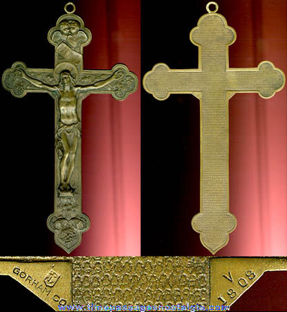 Large Old Bronze Crucifix / Cross