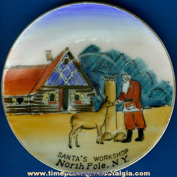 Old Santa’s Workshop Advertising Souvenir Miniature Porcelain Plate