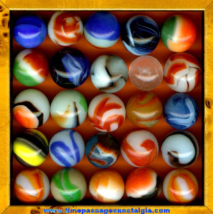 (25) Colorful Old Machine Made Marbles