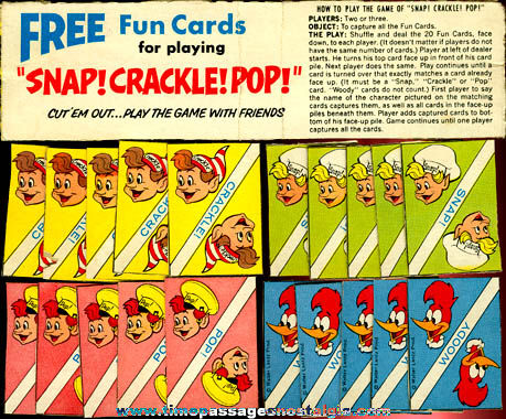 Old Set Of Rice Krispies Cereal Premium / Prize Snap - Crackle - Pop Playing Cards