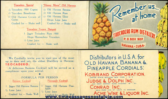 Old Havana, Cuba Trocadero Rum Distillery Advertising Brochure