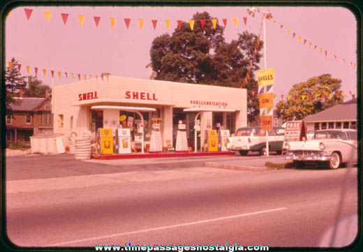 1950s Shell Gas / Service Station Color Photo Slide