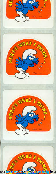 Roll Of (89) 1983 Smurf Character Stickers