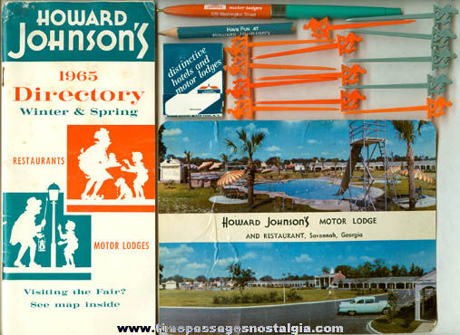 (22) Small Old Howard Johnson’s Advertising Items