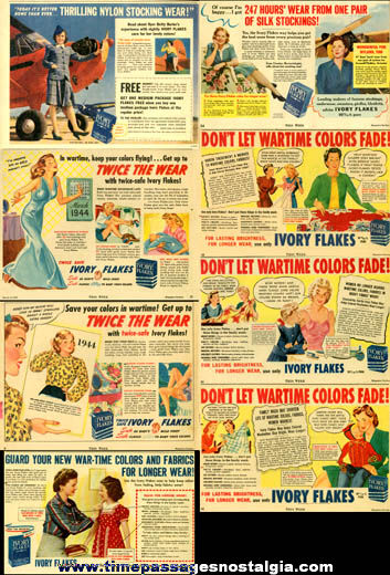 (7) 1940s World War II Homefront Proctor & Gamble Ivory Soap Advertisements
