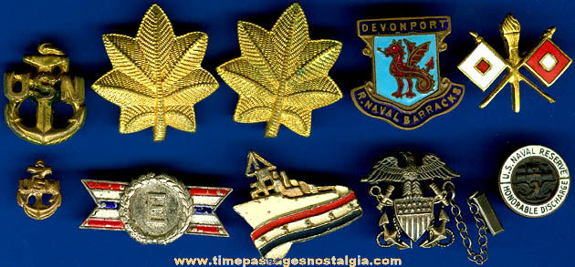 (10) Old United States Navy Pins & Charms