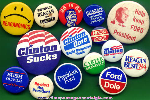 (15) Different Old U.S. President Political Campaign Pin Back Buttons