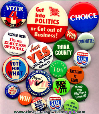 (20) Different Old Political Campaign Pin Back Buttons