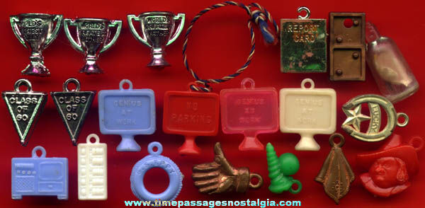 (12) Old Gum Ball Machine Prize Charms