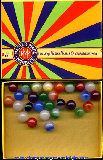 Old Master Marble Company Box With (28) Old Marbles