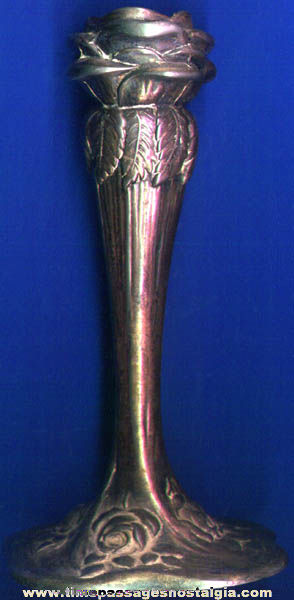 Old Metal Rose Vase or Candle Holder