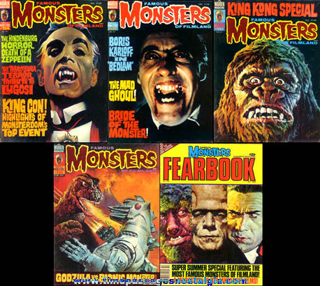 (5) Old Famous Monsters Of Filmland Magazines