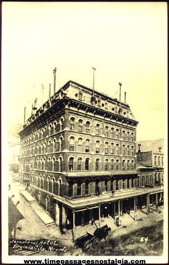 Old Unused Virginia City, Nevada International Hotel Real Photo Post Card