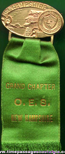 Old New Hampshire Order Of The Eastern Star Badge With Ribbon