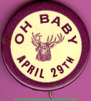 Old Celluloid Fraternal Elks Pin Back Button