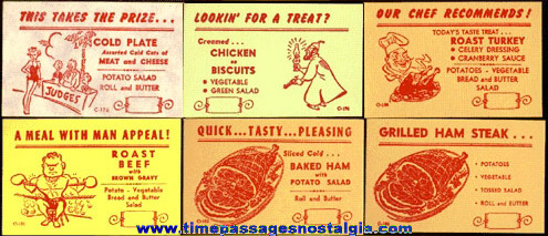 (24) Different Old Restaurant / Diner Menu Special Advertising Cards