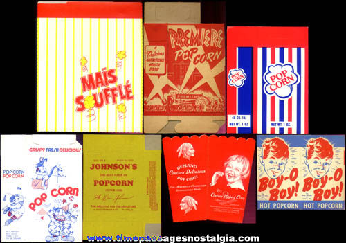 (7) Different Old Unused Advertising Popcorn Boxes