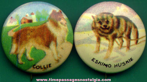 (2) Old Cereal Premium / Prize Dog Pin Back Buttons