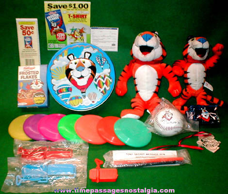 (21) Kellogg’s Tony The Tiger Cereal Advertising Character Items