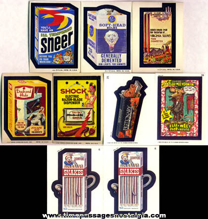 (9) Wacky Packages Bubble Gum Sticker Trading Cards