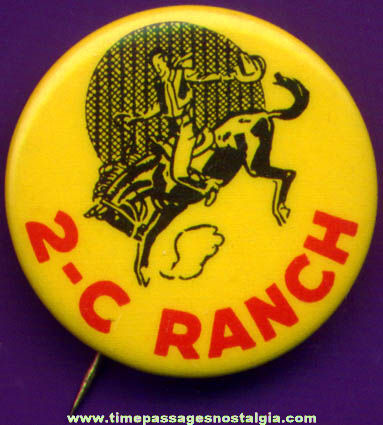 Old Celluloid Cowboy Rodeo Pin Back Button