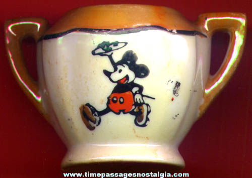 Old Walt Disney Mickey Mouse Lusterware Sugar Bowl