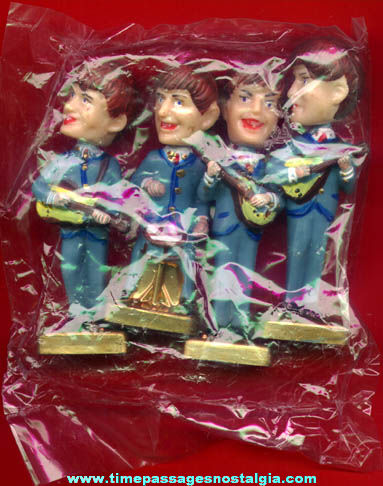 Old Unopened Set of (4) Beatles Bobbing Head Cake Decoration Figures