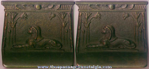 Old Pair of Cast Iron Egyptian Theme Bookends