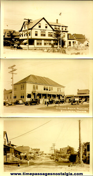(3) Early Unused Higgins Beach, Maine Real Photo Post Cards