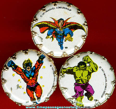 (3) 1970s Marvel Superhero Character Premium / Prize Toy Rings