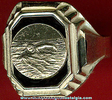Old Metal Swimming Souvenir Ring