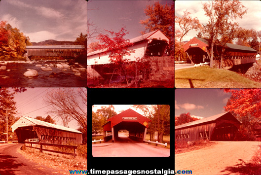 (6) Old New Hampshire Covered Bridge Color Photograph Slides