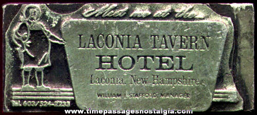 Old Metal Laconia Tavern Hotel Advertising Printing Block