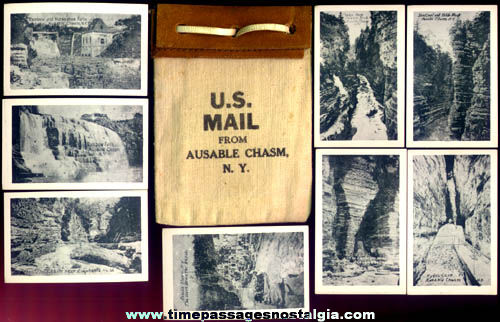 Old Miniature Souvenir Ausable Chasm U.S. Mail Bag With Pictures