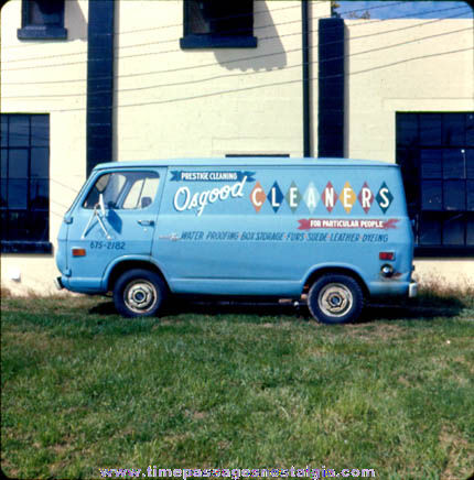 Old Dry Cleaners Advertising Chevy Delivery Van Photograph Slide