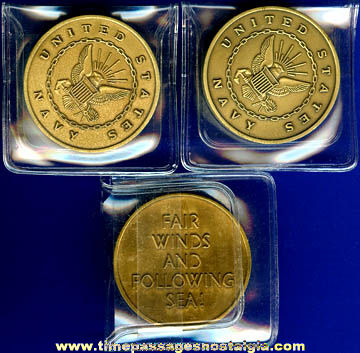 (3) United States Navy Brass or Bronze Advertising Coins