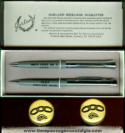 Old Unused Boxed Independent Order Of Odd Fellows Fraternal Pen & Pencil Set