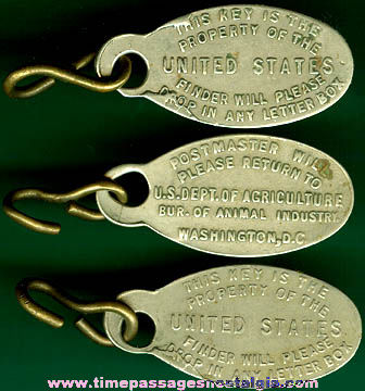 (3) Old Metal U.S. Government Identification Key Tags