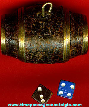 Old Miniature Brass Barrel Charm With Dice